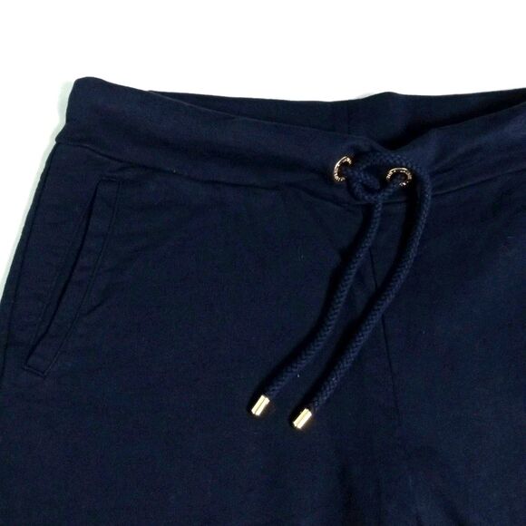 Lauren Ralph Lauren Sweatpants Cropped Wide Leg Navy Blue French Terry Cotton - Picture 1 of 9